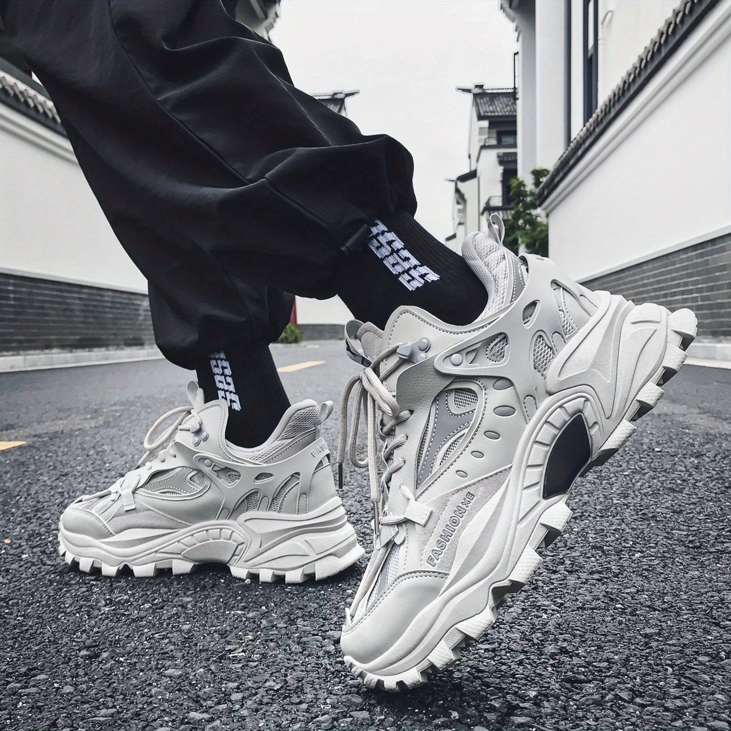 [1 Pair Men'S Cloud Pattern Sneakers] Round Toe Lace-Up  Athletic Sneakers, Sports , Breathable Fabric