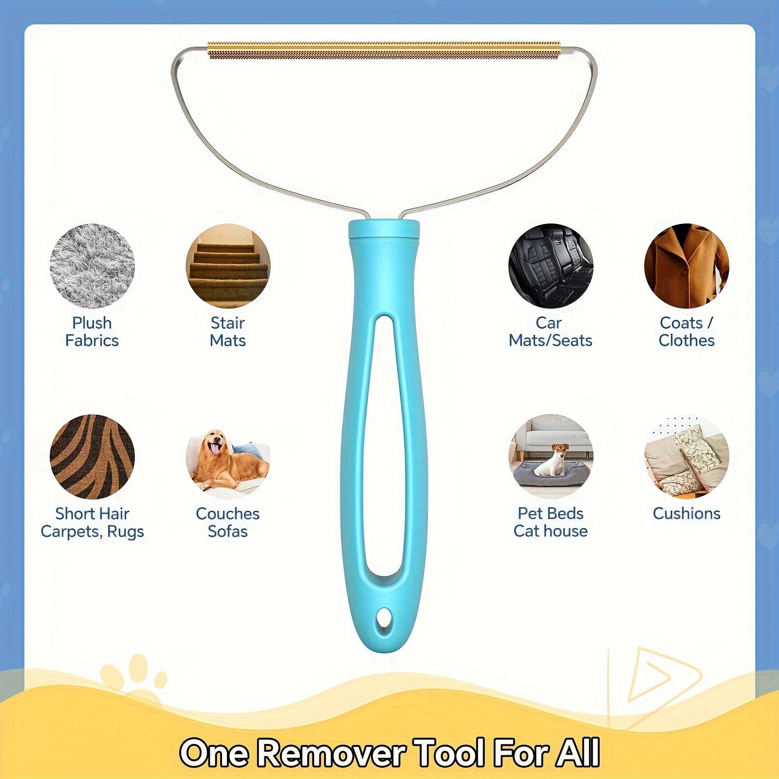 2 Pack Pet Hair Remover Bundle - Ajustable Longth Large Carpet Rake & Portable Scraper, Reusable Lint Remover Brush For Embedded For Removal From Hight/ Low Pile Rugs Stairs Carpet Dog Cat Hair Remover