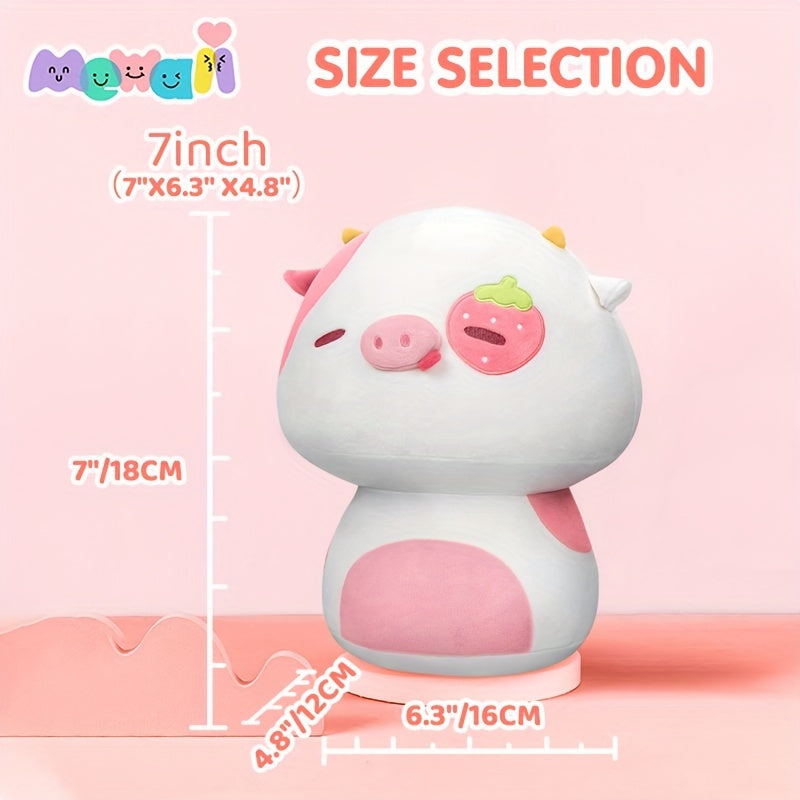7inch Mushroom Plush, Strawberry Cow Soft Plushies Squishy Pillow, Cute Stuffed Animals Kawaii Plush Toys Throw Pillow Decoration Gift