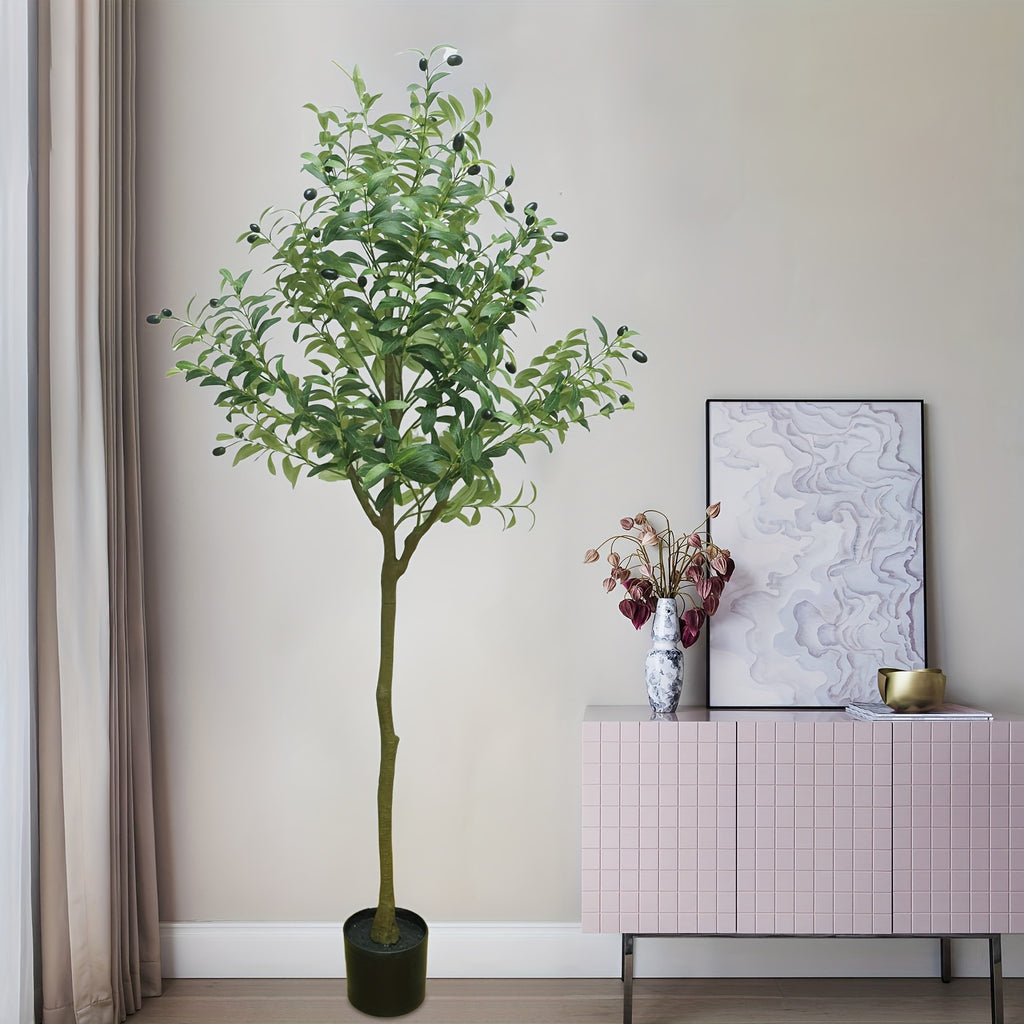 59in Artificial Olive Tree Faux Silk Plant Artificial Plants For Modern Living Room Floor Home Office Garden Store Decor Indoor Fake Potted Tree With Plastic Wood Trunk And Lifelike Fruits Perfect Housewarming Gift