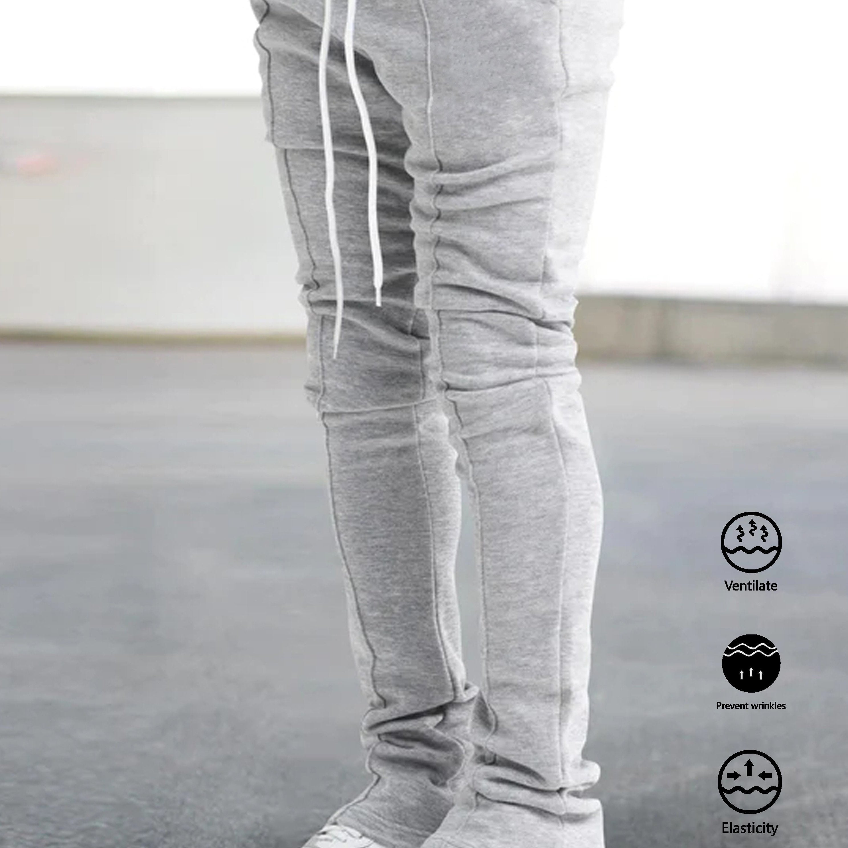 The Hottest Anti-Wrinkle Micro-Elastic Comfortable And Breathable Men'S Casual Trousers Front Mid-Flare Men'S Trousers Jogging Sports Trousers Trendy Trousers Rock Hip-Hop Trousers