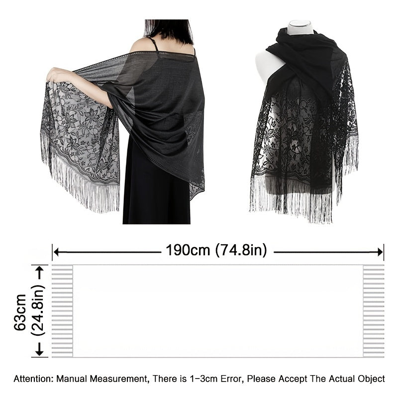 Solid Shawls Wraps For Evening Dresses Lightweight Scarfs For Women With Fringe Floral Lace Scarf For Wedding Party