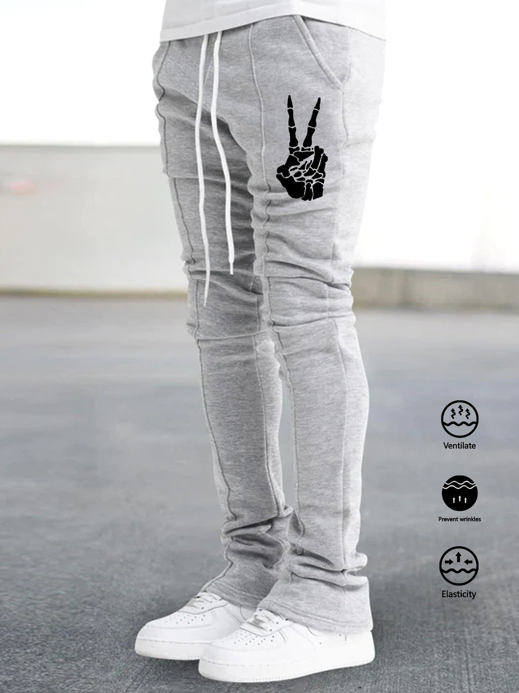 The Hottest Anti-Wrinkle Micro-Elastic Comfortable And Breathable Men'S Casual Trousers Front Mid-Flare Men'S Trousers Jogging Sports Trousers Trendy Trousers Rock Hip-Hop Trousers