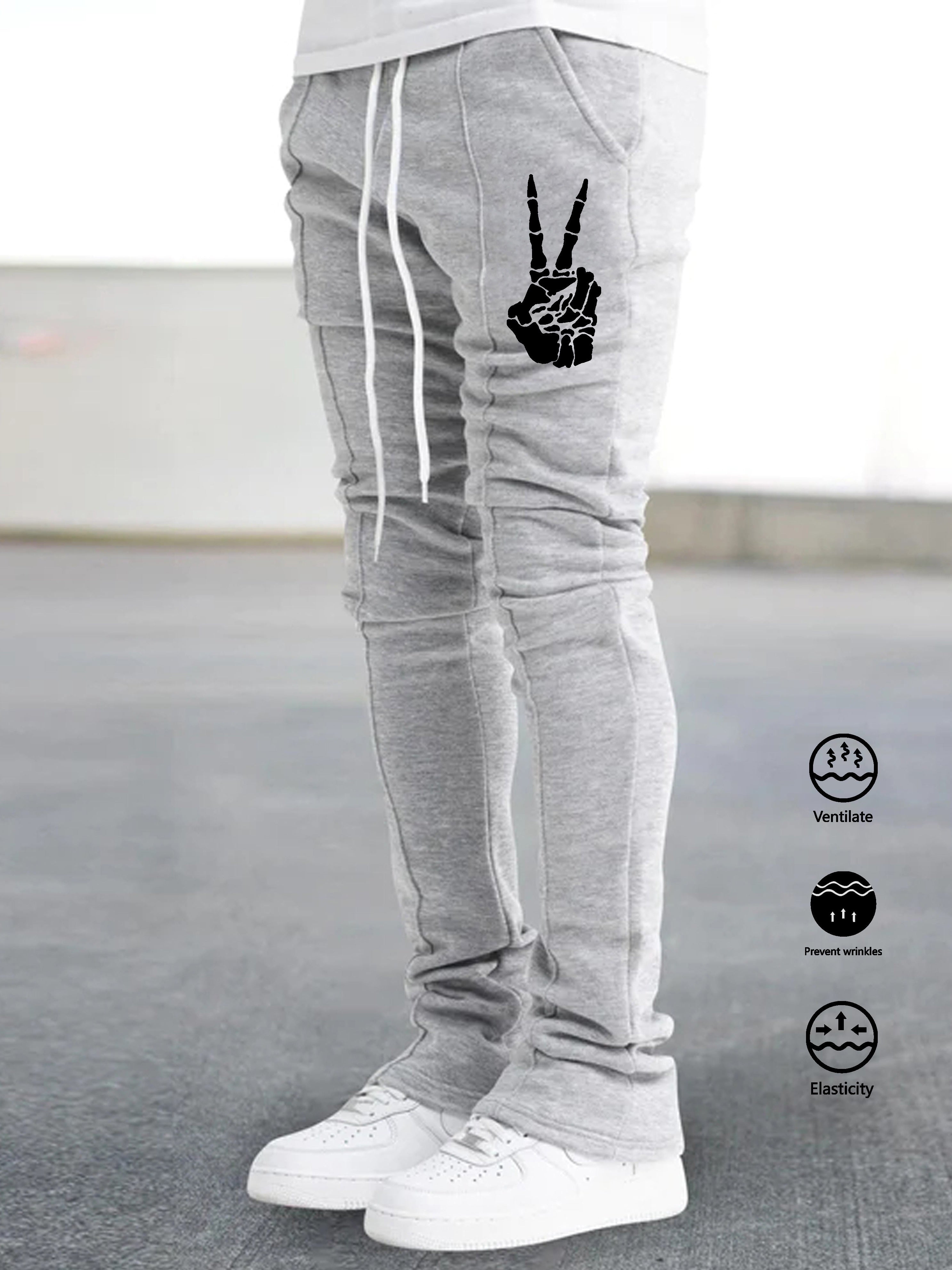 The Hottest Anti-Wrinkle Micro-Elastic Comfortable And Breathable Men'S Casual Trousers Front Mid-Flare Men'S Trousers Jogging Sports Trousers Trendy Trousers Rock Hip-Hop Trousers