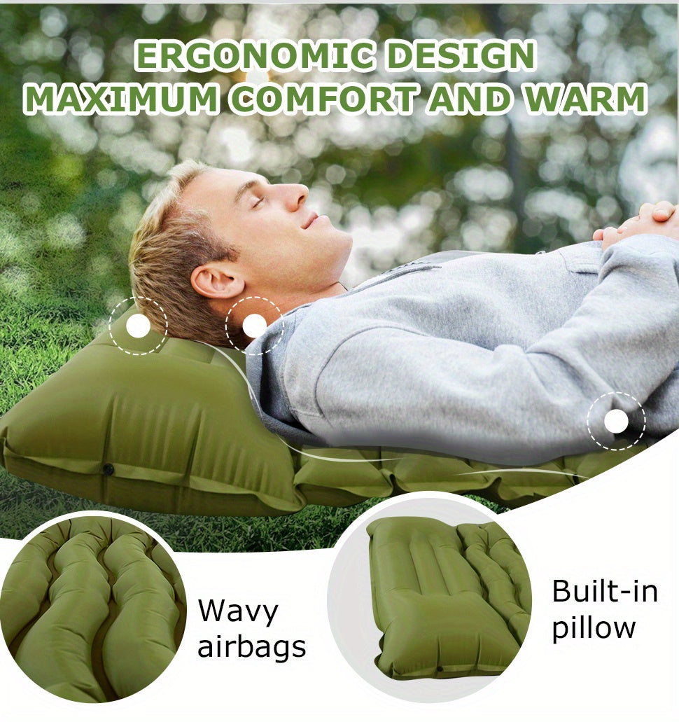 WESTTUNE Ultra-Comfort Camping Mattress - Thick, Lightweight Inflatable Sleeping Pad with Built-In Pillow & Pump for Hiking and Backpacking, WESTTUNE