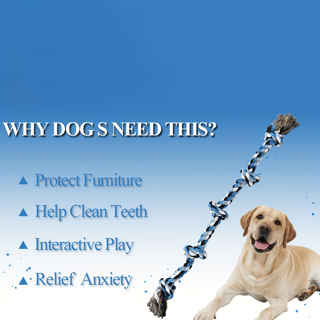 Durable Polyester Dog Rope Toys, Tough Chewable Tug Rope, for Aggressive Chewing, Teeth Cleaning, Tether Ball for Large Breeds, Heavy-Duty Play and Exercise