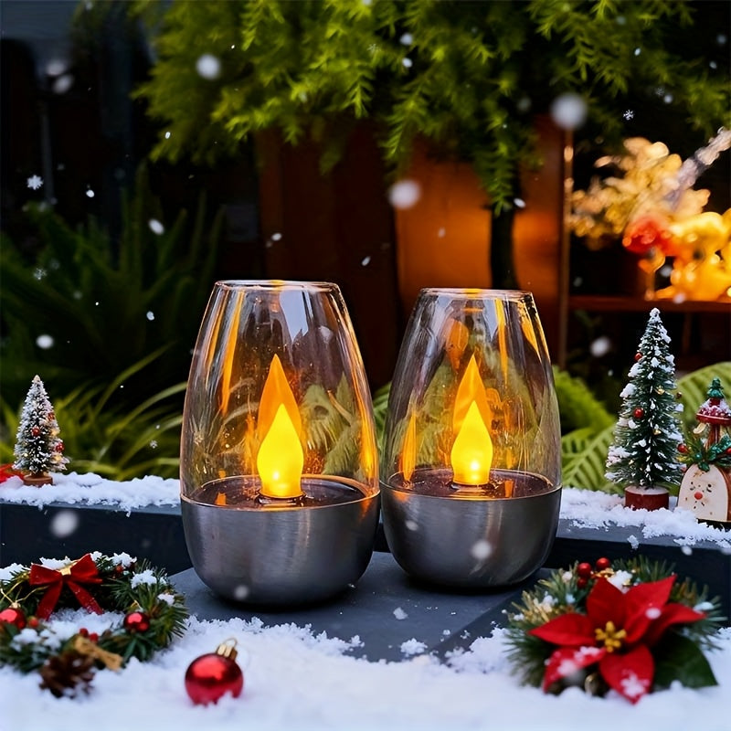 6/4pcs Flameless Flickering Candles | Outdoor Waterproof Solar Lights, IP44/IP65 Waterproof, LED Decorative Candlelight Suitable for Party, Wedding, Bar, Home Decor, Dinner, Outdoor Picnic, Christmas Decorative Lights, Candle