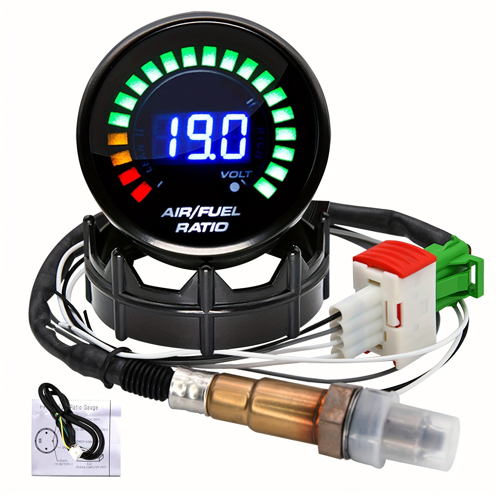 52mm Air/Fuel Ratio Meter with LED Display & O2 Oxygen Sensor -