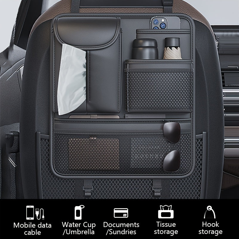Universal Car Back Seat Organizer, Multipurpose Seat Storage Bag,Car Tissue Box Water Cup Holder Sundry Storage for Travel Accessories and Kids, Toys