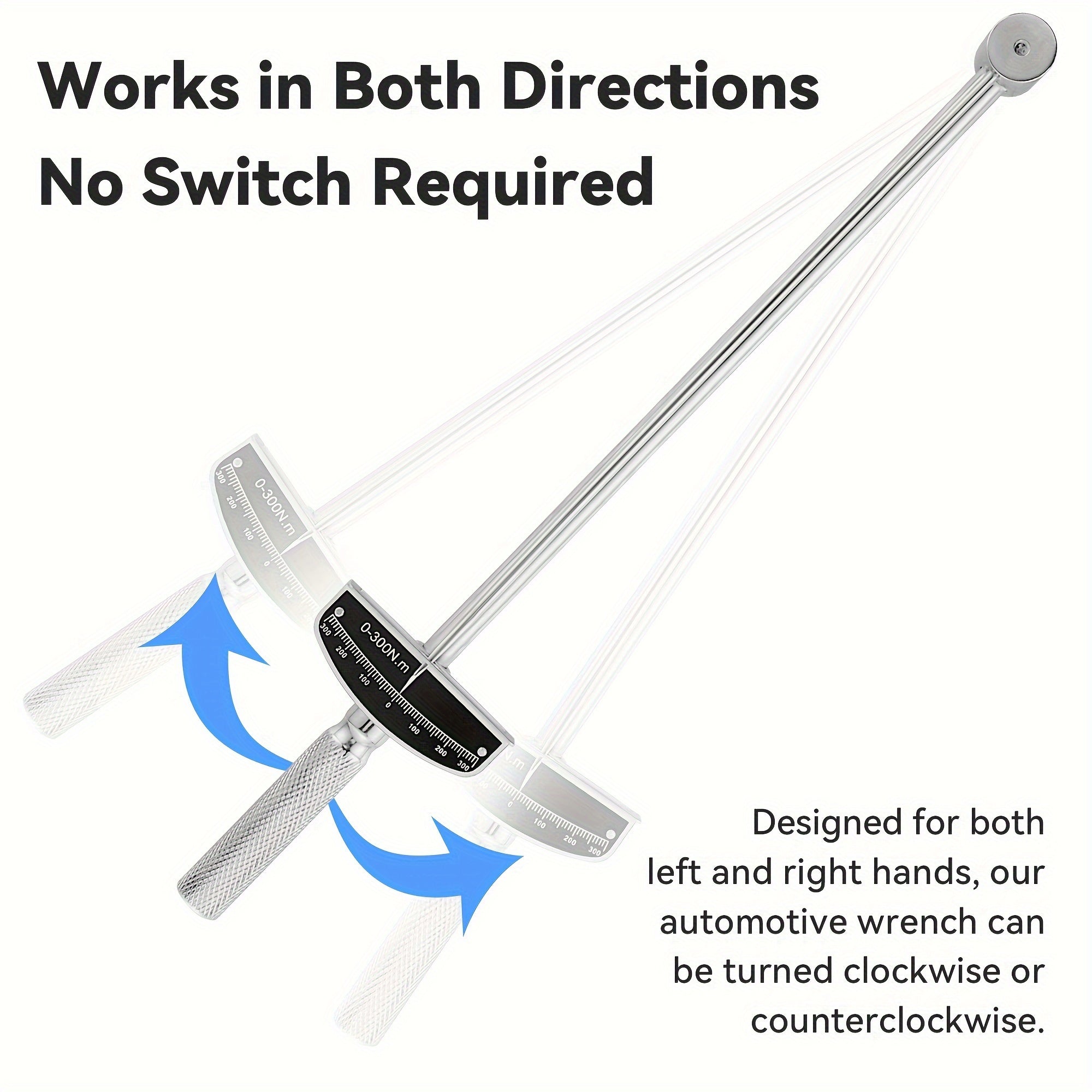 Triple Drive Beam Torque Wrench, 1/2'' Torque Wrench With 1/4'' And 3/8'' Socket Adapter Compatible With SAE And MM Bicycle And Automotive
