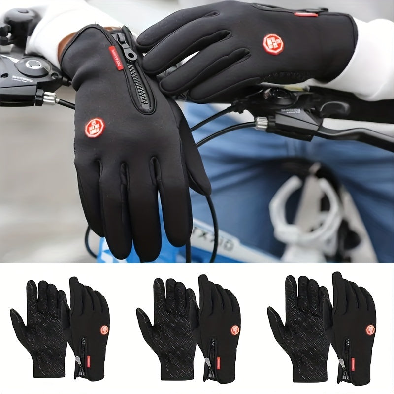 Thermal Gloves, Thermal Gloves For Men And Women With Touch Screen Function, Silicone Non-Slip For Palm, Sports Thermal Gloves For Autumn Winter, Windshield Rainproof Thermal Gloves