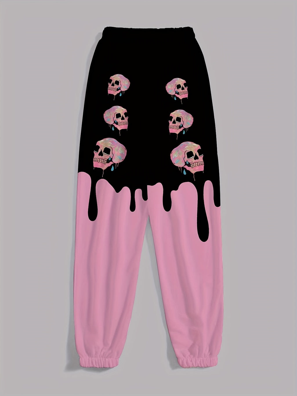 Elastic Waist Casual Sports Pants, Skull Graphic Halloween Sweatpants For Jogging Running Workout, Women's Athleisure