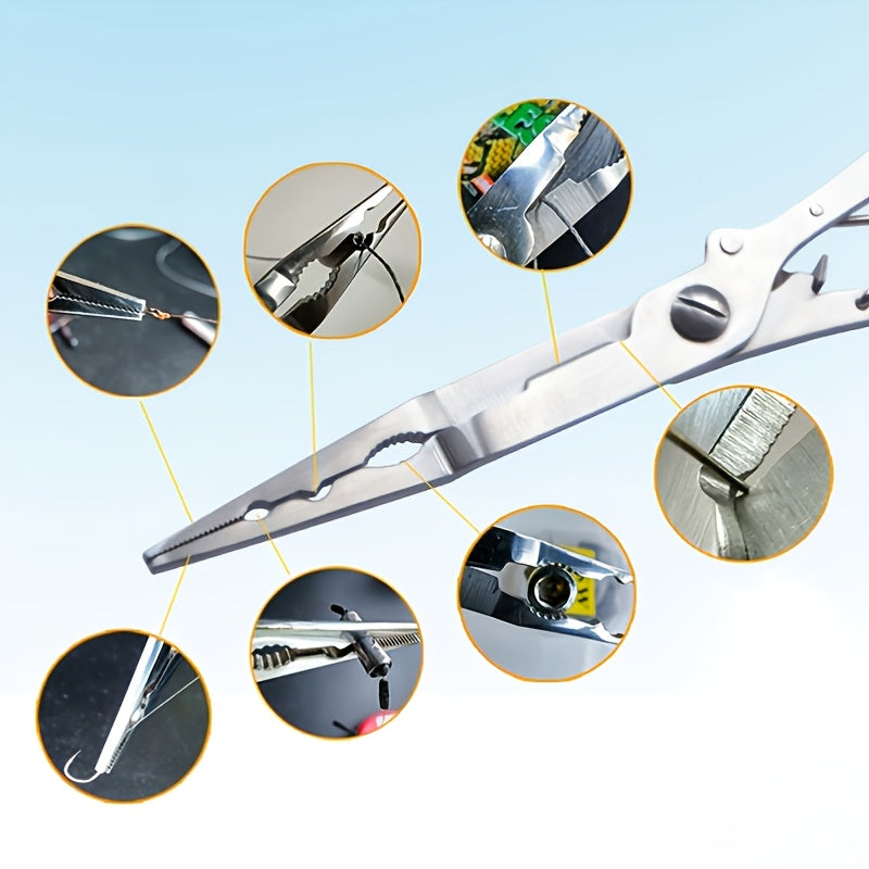 Saltwater Resistant Fishing Pliers with Split Ring Hook Removers, Lanyard & Sheath - Essential Fishing Gear Accessories for Easy Tackle Management