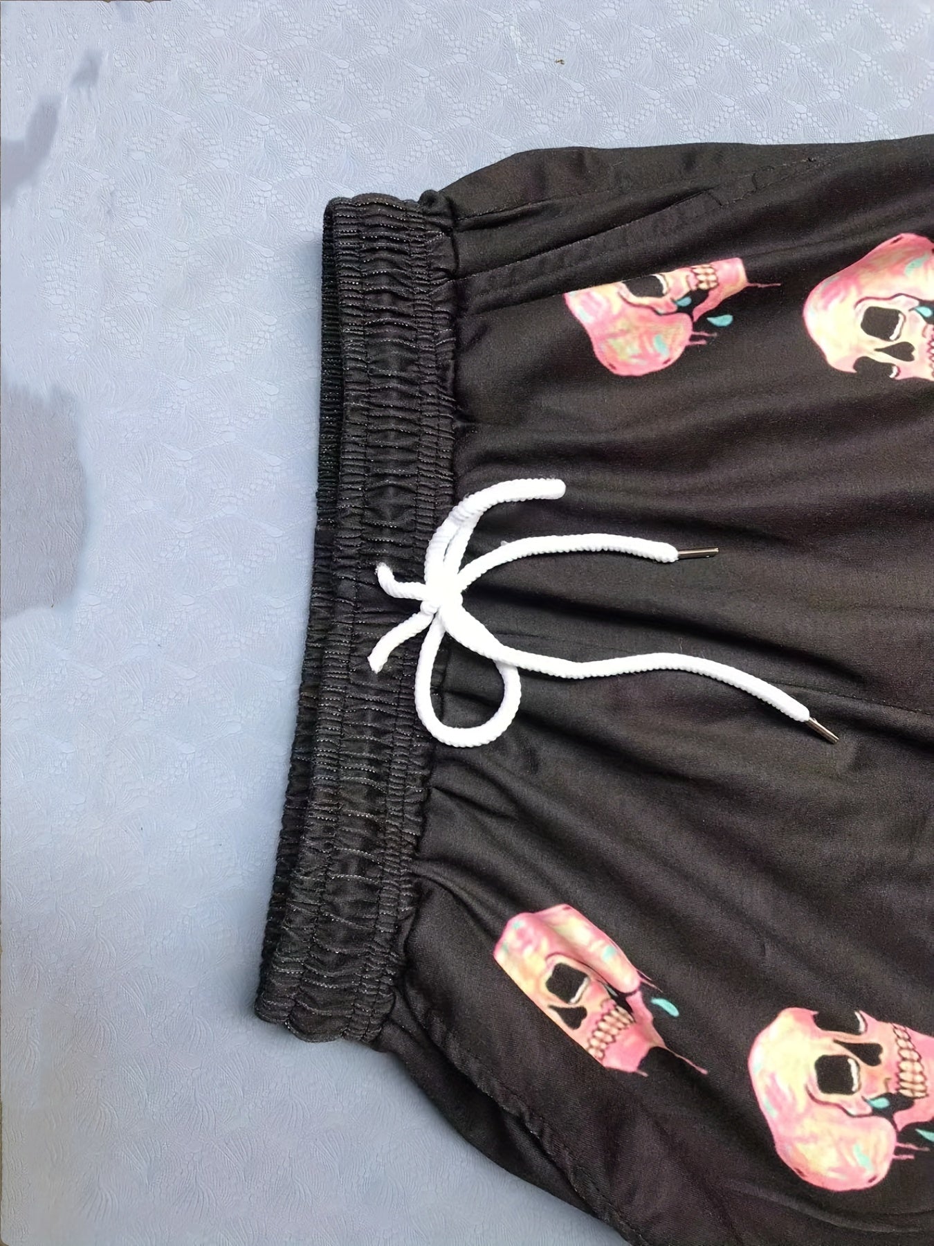 Elastic Waist Casual Sports Pants, Skull Graphic Halloween Sweatpants For Jogging Running Workout, Women's Athleisure