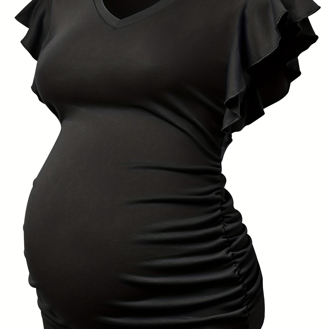 Women's Maternity Casual Ruffled Slim Fit V-neck T-shirt For Summer Holiday