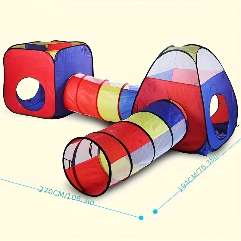 4pcs Colorful Pop-Up Play Tent & Tunnel Set for Youngsters - Non-Toxic, Easy Assembly, Indoor/Outdoor Funhouse with Storage Bag - Ideal Birthday Gift for Boys & Girls, Youngsters-Friendly, Red & Blue, Kid Toys