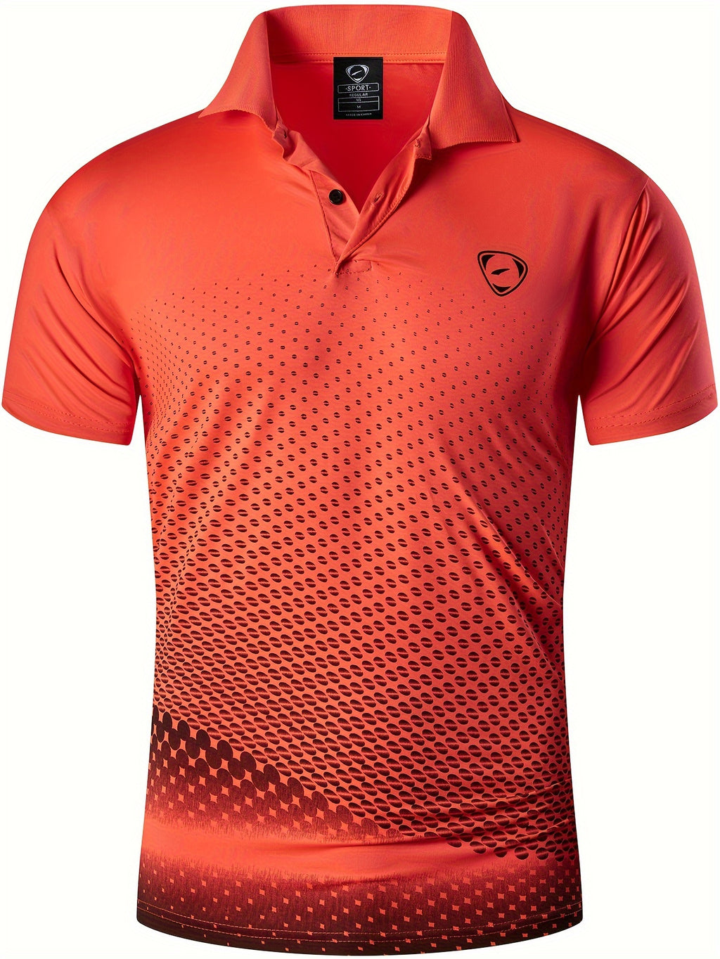 Jeansian Men's Lightweight Breathable Sport Shirt - Vibrant Orange All-Over Dot Print
