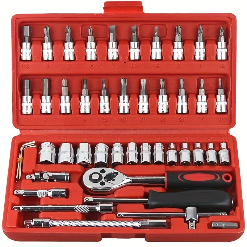 46pcs Socket Ratchet Wrench Set - Powerful 1/4 Inch Drive, Versatile Socket Ratchet,