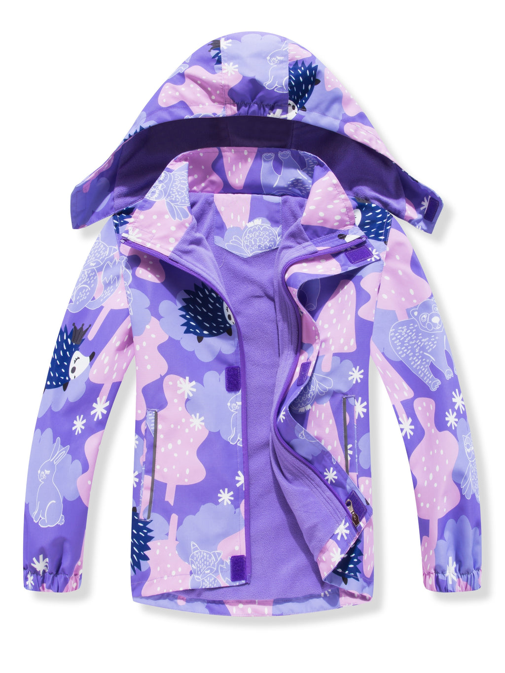 Vibrant Gradient Rain Jacket for Kids - Waterproof, Lightweight, Fleece Lined, Hooded, Windbreaker Coat with Removable Hood for Girls - Perfect for Outdoor Play and School Days