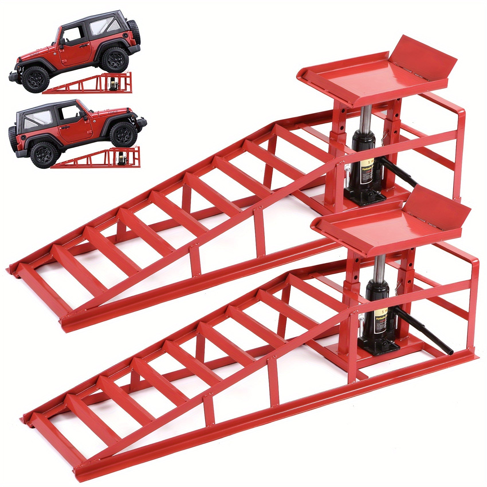 [Hydraulic Car Ramps] Car Ramps 2 Pack Hydraulic High Lift Service Vehicle Ramps 5T 11023 Lbs Automotive Truck Wheel Ramps for Oil Changes with Support Jack for DIY Repair Stores Auto Beauty Stores