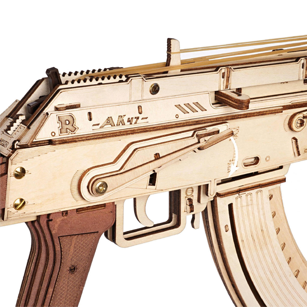 3D Puzzles for Adults, Wooden 3D Puzzle AK47 Model Rubber Band Gun Model Building Kits for Adult, DIY Wood Crafts Cool Toys Gifts Hobbies for Men Women, LQ901 Justice Guard