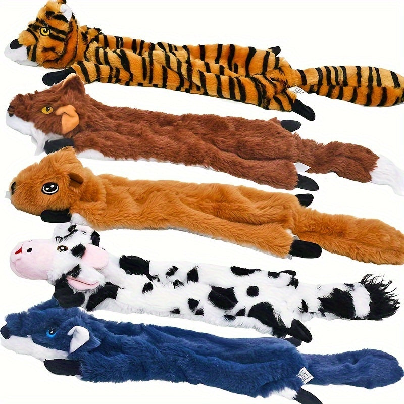 5 Pack Large Dog Squeaky Toys - Soft Plush Crinkle Toys with No Stuffing,