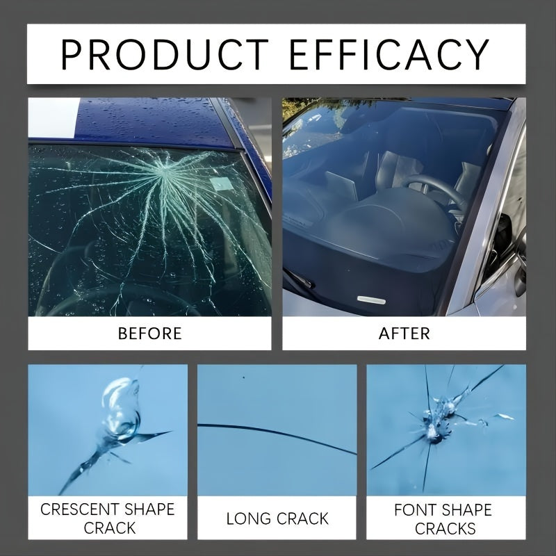 Windshield Crack Repair Kit, Windshield Repair Kit For Chips And Cracks, Car Window Glass Liquid Repair Set, Cracks Gone Glass Kit Automotive Windscreen Tool For Fixing Chips, Glass Repair Fluid