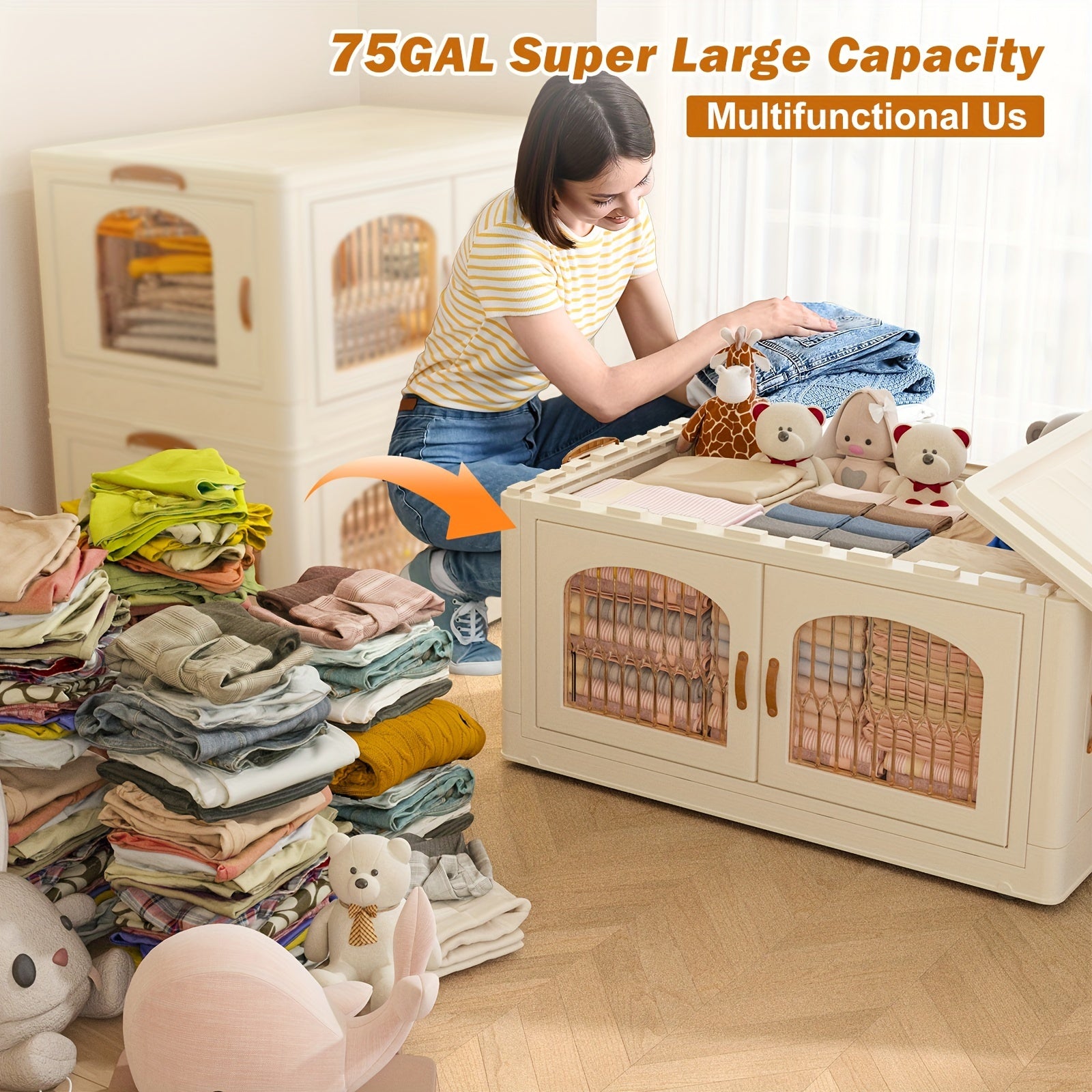 75GALPlastic Storage Bins with Lids and Magnetic Doors | Food Storage Containers
