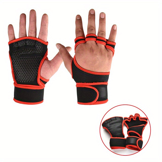 Half Finger Grip Gloves - Enhanced Wrist Support, Palm Protection, and Grip Enhancement for Weightlifting, Fitness, and Sports - Unisex, Breathable, and Comfortable