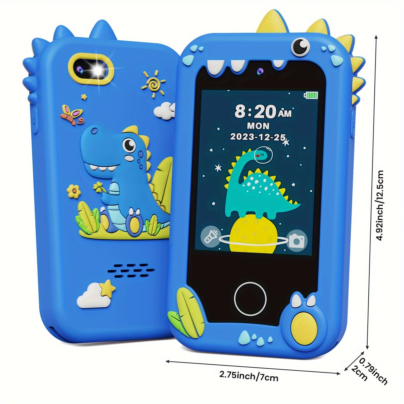 Kikapabi Kids Smart Phone Toys, Touchscreen HD Dual Camera Cell Phone for Kids, Birthday Gifts Dinosaur Toddler Play Phone for Boys 3-10, Travel Toy with 8GB SD Card Halloween Christmas Gift