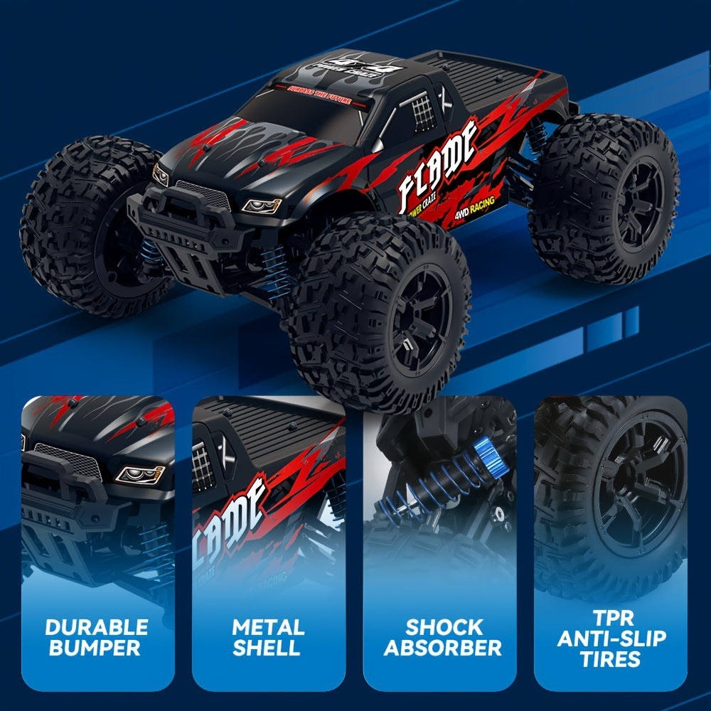 1:16 Scale All Terrain RC Cars, 2.4GHz 40KM/H High Speed 4WD Remote Control Car 4X4 Off Road Monster Truck, Blue Electric Vehicle Toys For Vehicle Enthusiasts Halloween Christmas Birthday Gifts