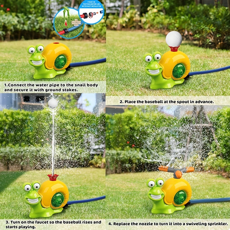 2 In1 Water Sprinkler Baseball Toy Snail Sprinkler Ball Set With 2 Sprinkler Heads Outdoor Backyard Spray Play Water Toys