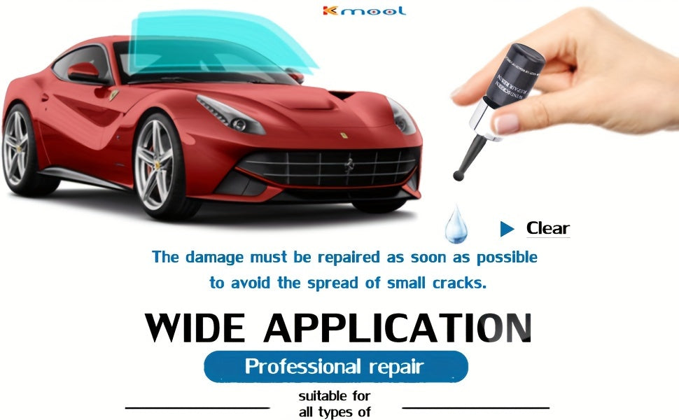 Windshield Repair Kit, Cracks Gone Glass Kit Automotive Windscreen Tool for Fixing Chips, and Star Shaped Crack, Nano Fluid Fille