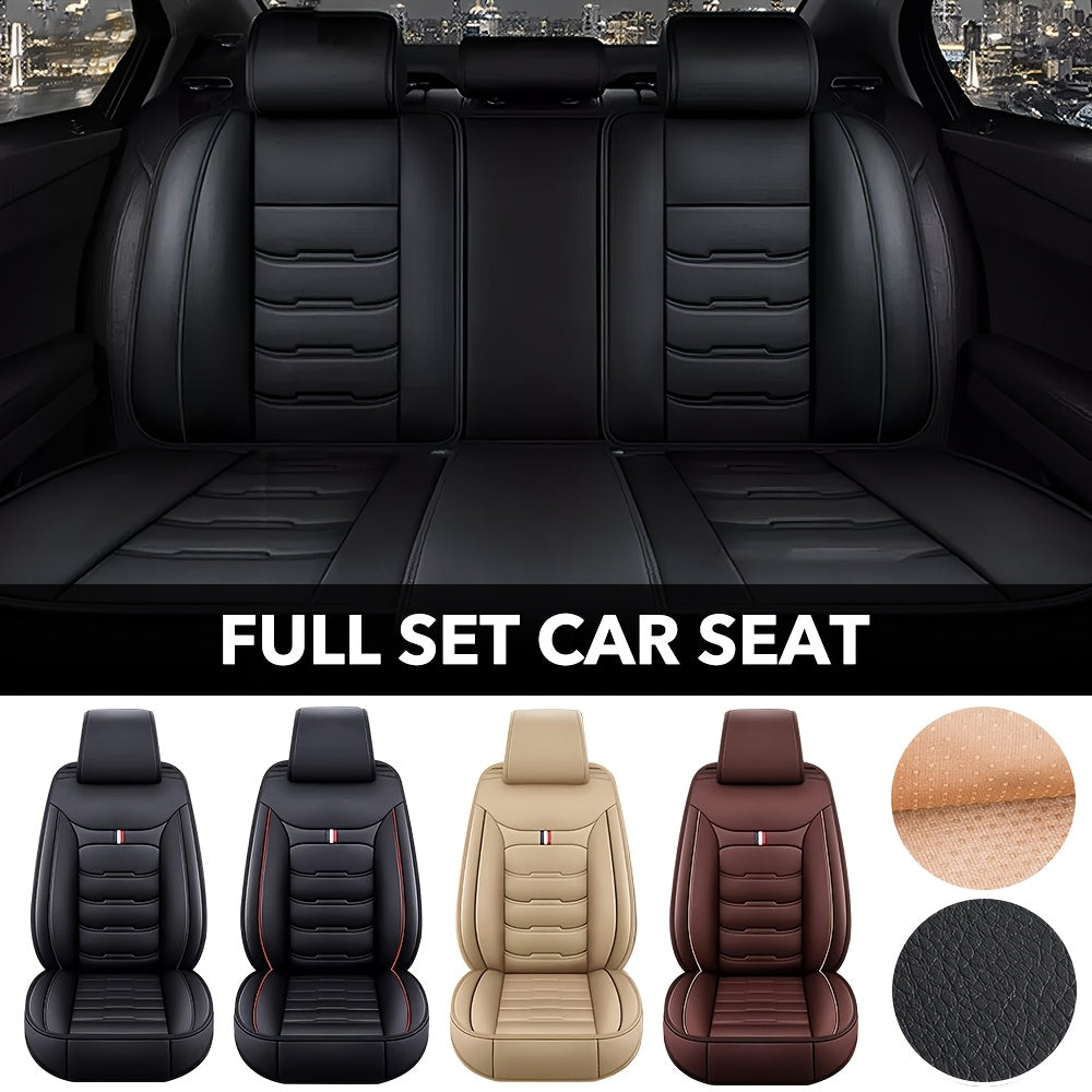 5-Seat Full Set PU Leather Car Seat Covers - Premium Comfort, Full Surround Protection