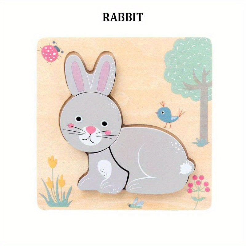 3D Wooden Cartoon Animals Cognitive Puzzles For Kids, Kids With Wooden Toys, Baby Educational Toys Game Christmas, Halloween Gift