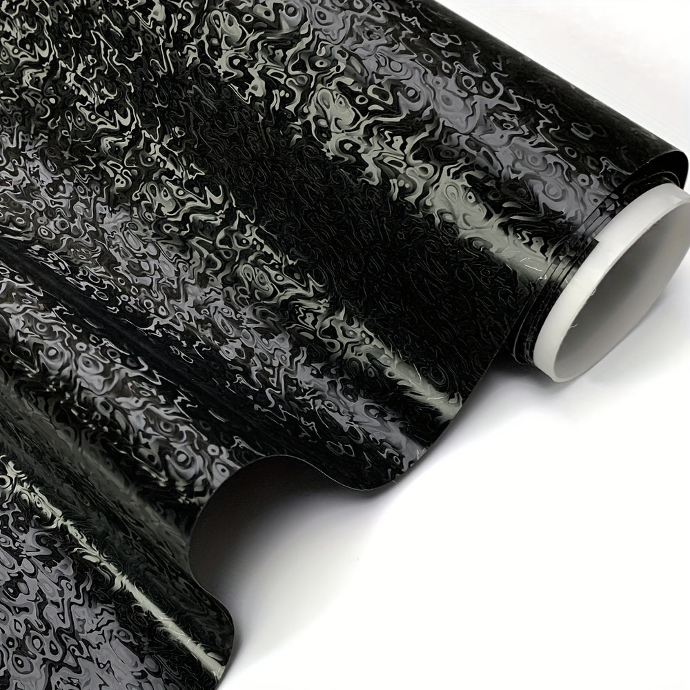 50x150cm Black Ghost Pattern PET Vinyl Wrap Roll - Premium Self-Adhesive,