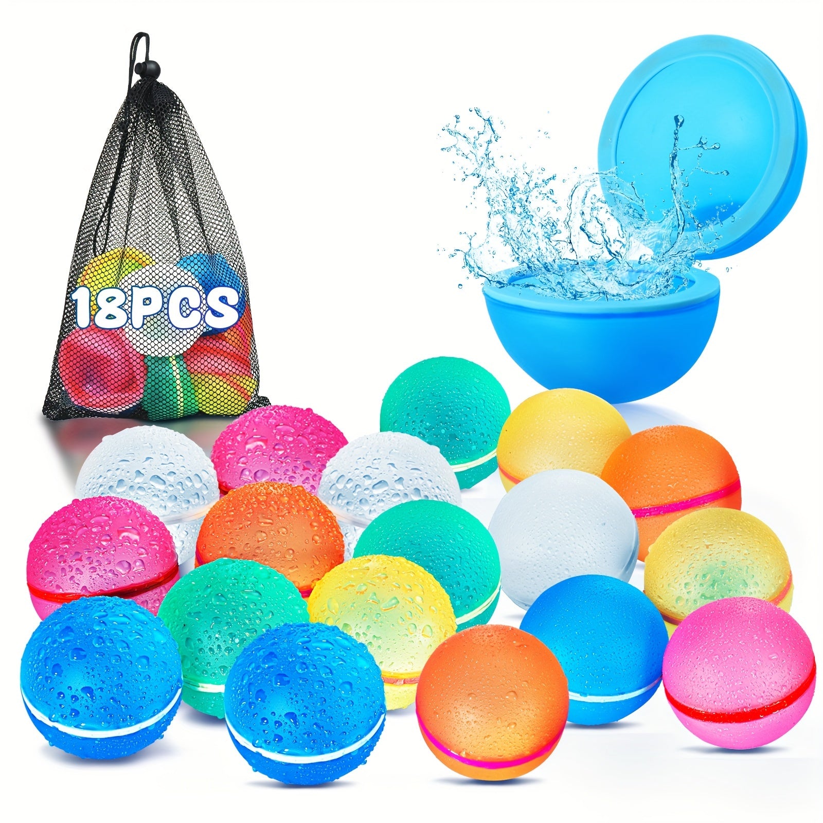 Reusable Water Balloons for Kids Outdoor Activities, Refillable Water Balloons Quick Fill with Magnetic, Latex-free Kids Pool Beach Water Toys, Summer Toy Self Sealing Water Balloons for Fun