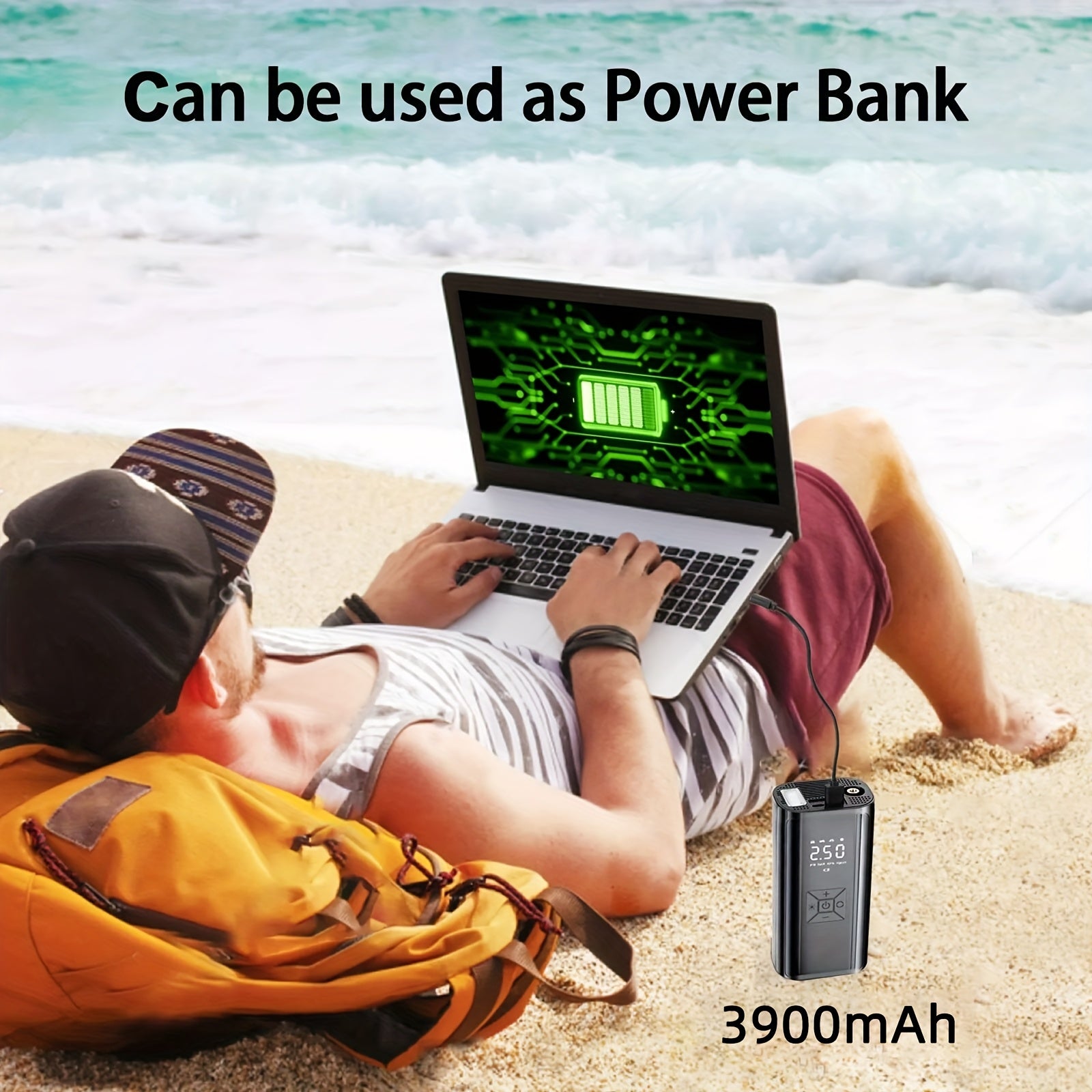 High-Power Portable Car Tire Inflator With Auto-Stop & LED Light - Fast, Convenient, Compact Automotive Air Compressor For Quick Inflation On The Go