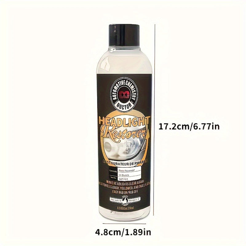 Car Headlight Restoration Fluid  Automotive Headlight Oxidation Yellowing Scratches Blurring Enhancement Crystal Plating Coating Refurbishment Agent 8.45oz
