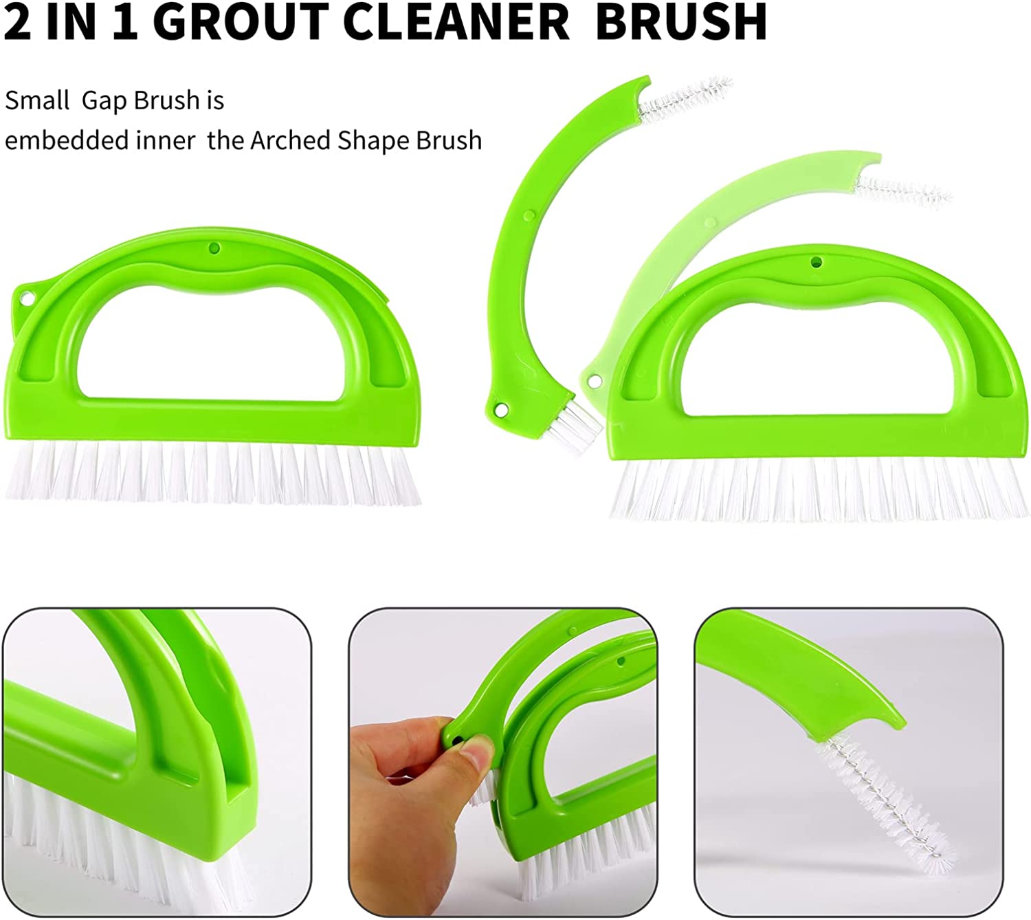 4pcs Grout Cleaning Brush Set with Handle - Durable Nylon & Food-Grade PP, R