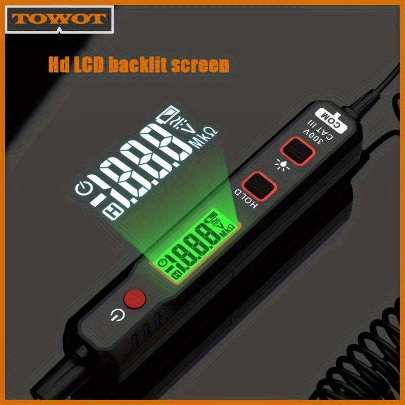 1pc Automotive Circuit Tester Automotive Troubleshooting And Maintenance Circuit Tester Digital Backlight Display For Automotive Circuit Voltage Tester