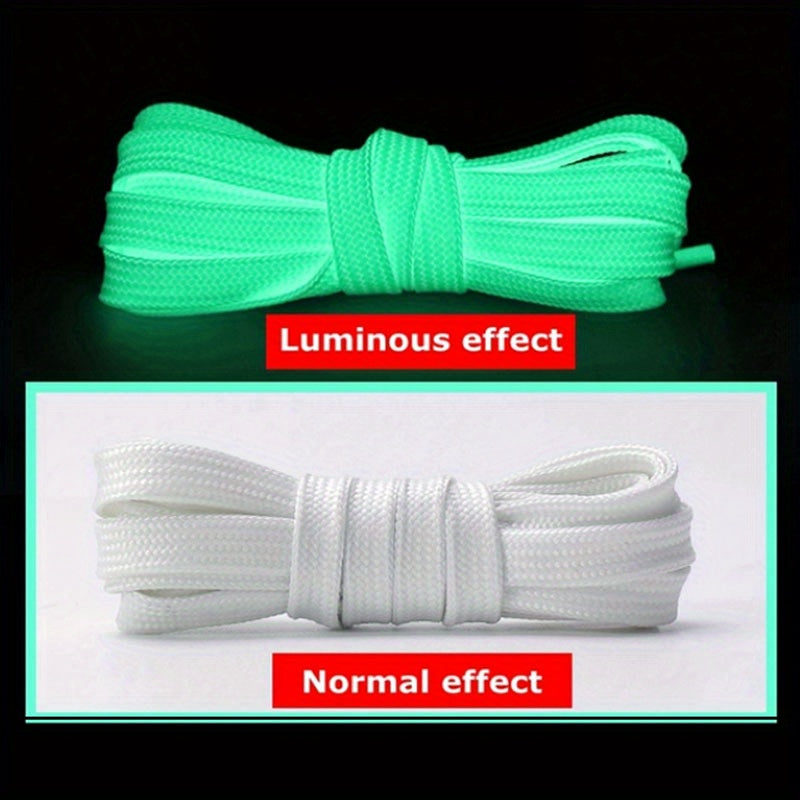 1 Pair Radiant Glow-in-the-Dark Flat Luminous Shoelaces -  Laces for Men and Women Couples Matching Accessory