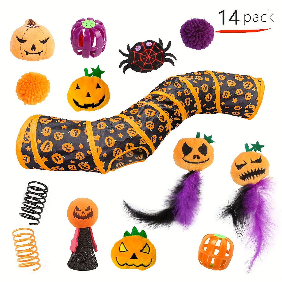 11/13/14/16/17/22Pack Cat Toy Channel Combination Set, Foldable S-Shaped Cat Tunnel