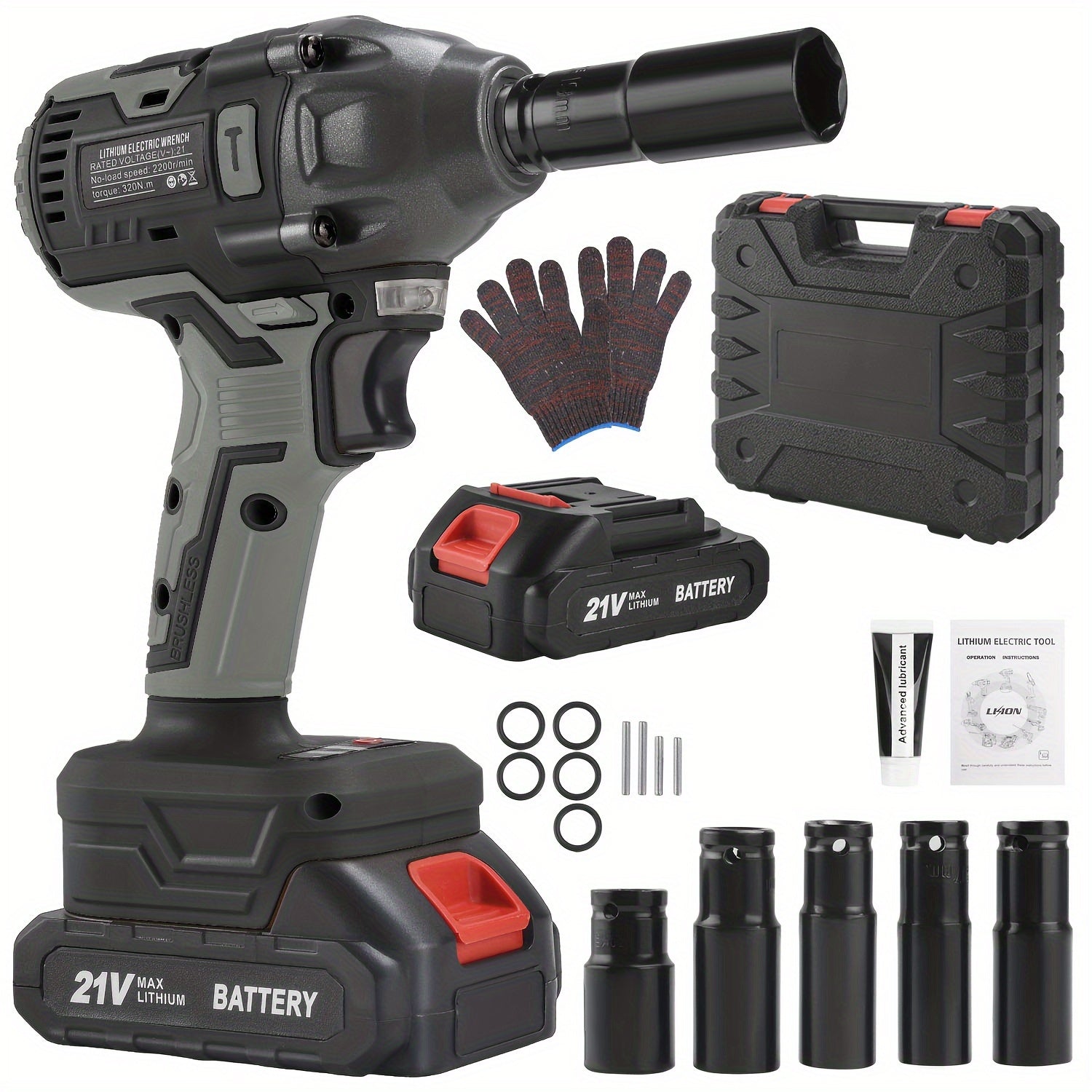 21V 4000MAH Cordless Impact Wrench and Drill Set, Brushless Power Impact Gun with Electric Drill Kit, Portable Tool Bag and Accessories for Automotive and Home Use