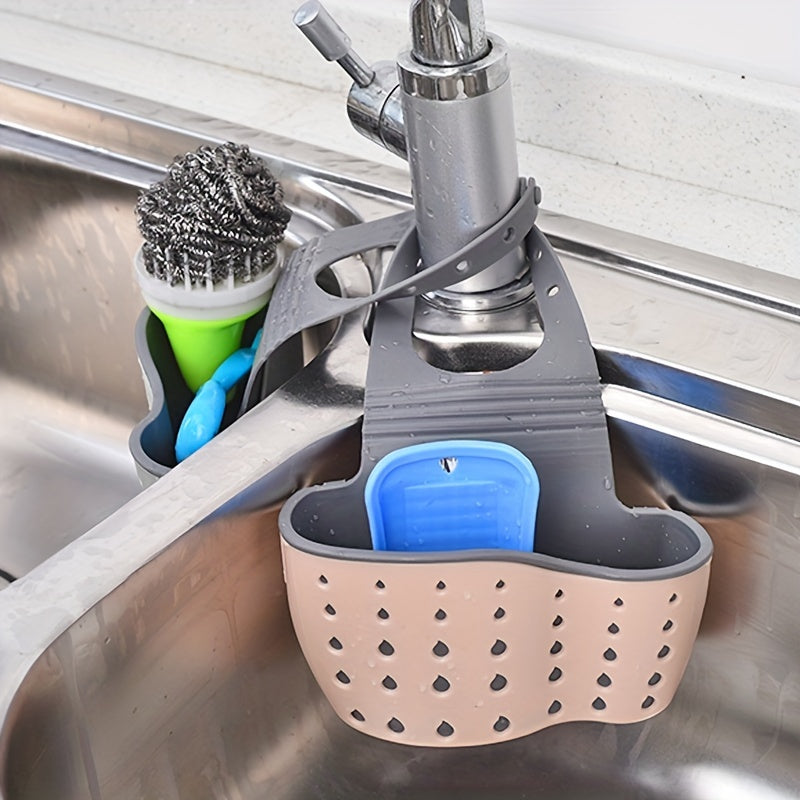 1 Pc Multifunctional Sink Sponge Rack With Adjustable Shoulder Strap