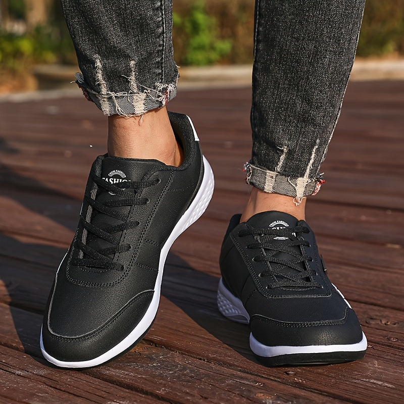 VanWeir Lightweight Men'S Shoes - Navy Blue & White, Stable Lace-Up Sneakers with MD/TPR Sole, Breathable Fabric Lining for Outdoor Sports, Hiking & Casual Wear