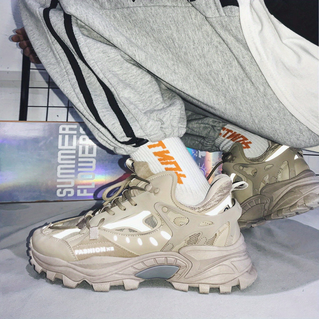 [1 Pair Men'S Cloud Pattern Sneakers] Round Toe Lace-Up  Athletic Sneakers, Sports , Breathable Fabric