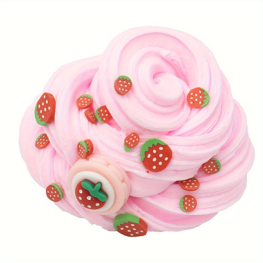 1pc 2.37oz Strawberry Cherry Cake Ice Cream Butter Slime, Super Soft And Non-Sticky Slime Party Favors, Slime Toys, Christmas Gifts