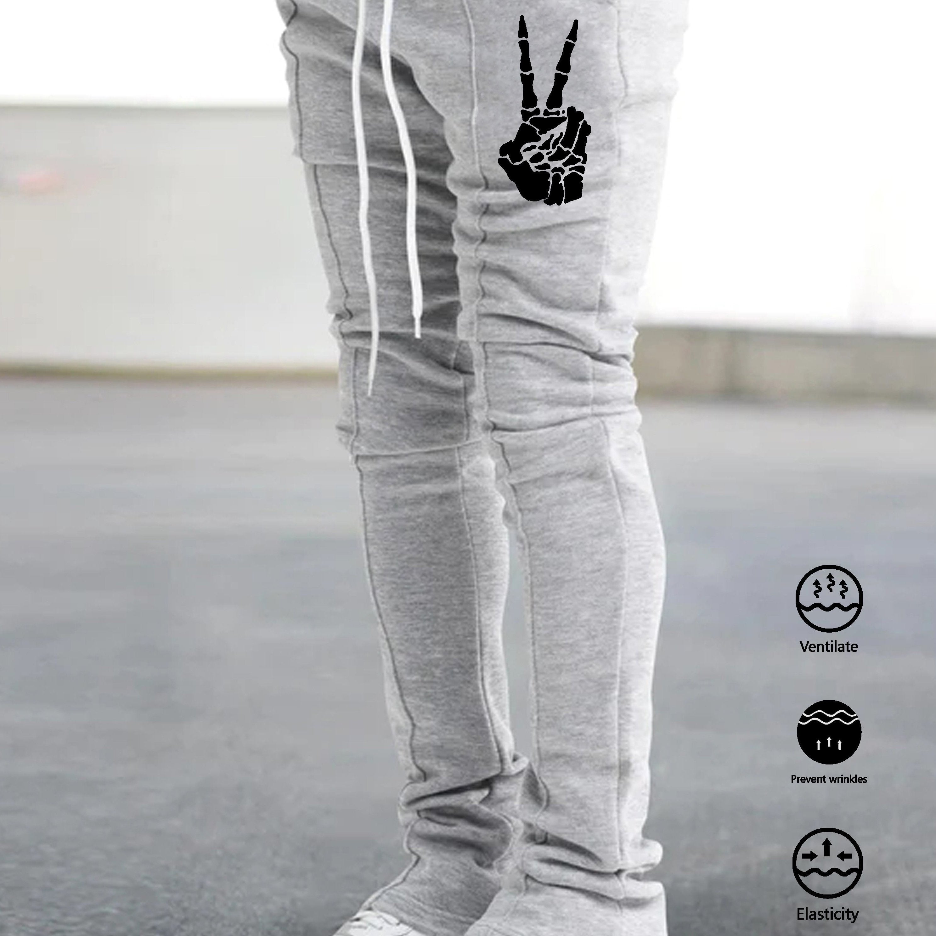 The Hottest Anti-Wrinkle Micro-Elastic Comfortable And Breathable Men'S Casual Trousers Front Mid-Flare Men'S Trousers Jogging Sports Trousers Trendy Trousers Rock Hip-Hop Trousers