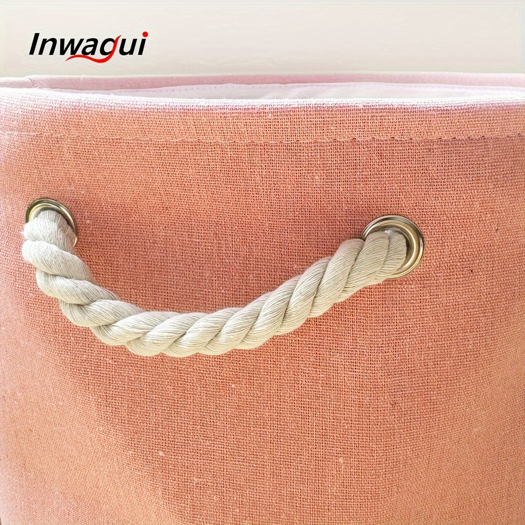 Inwagui Animal-Themed Foldable Storage Basket - Thick Fabric, Elephant, Rabbit & Alpaca Designs with Handles for Clothes, Toys, Books Organizer - Modern Home Decor, for Spring